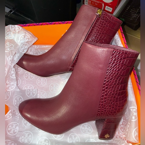 Brand new Tory Burch croc/smooth leather booties - Picture 3 of 4